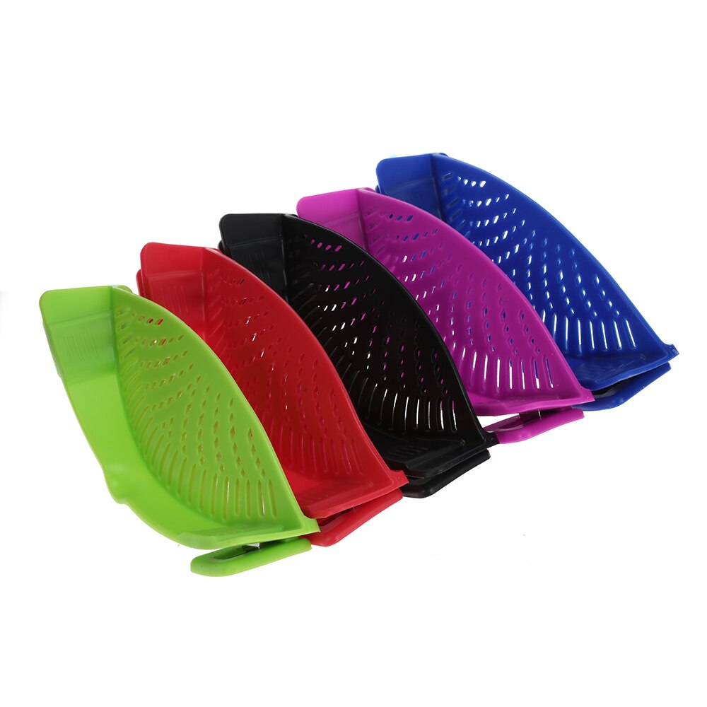 Silicone Kitchen Strainer Clip Pan Drain Rack Bowl Funnel Rice Pasta Vegetable Washing Colander Draining Excess Liquid Univers