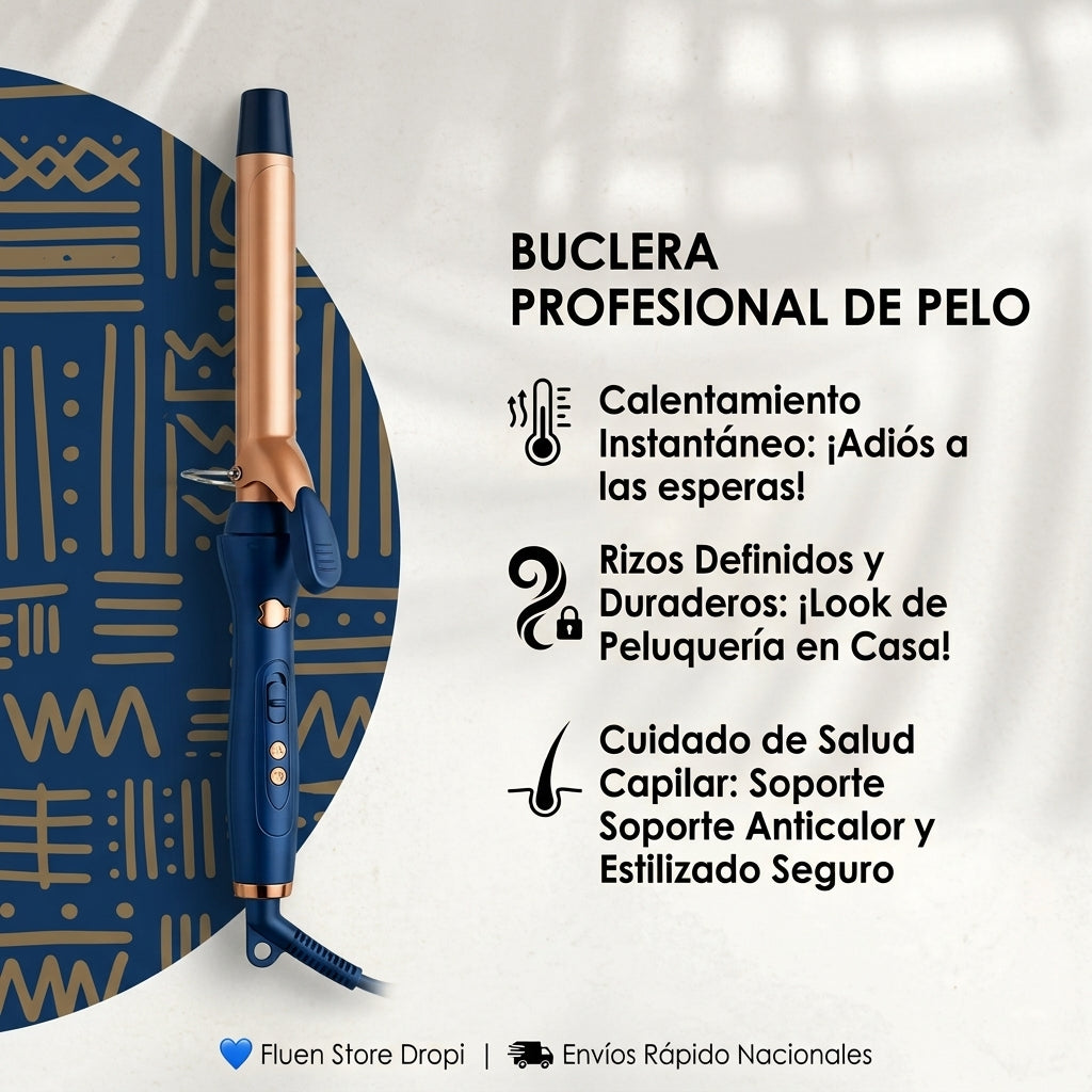 Buclera profesional: calentamiento instantáneo, rizos duraderos y cuidado del cabello