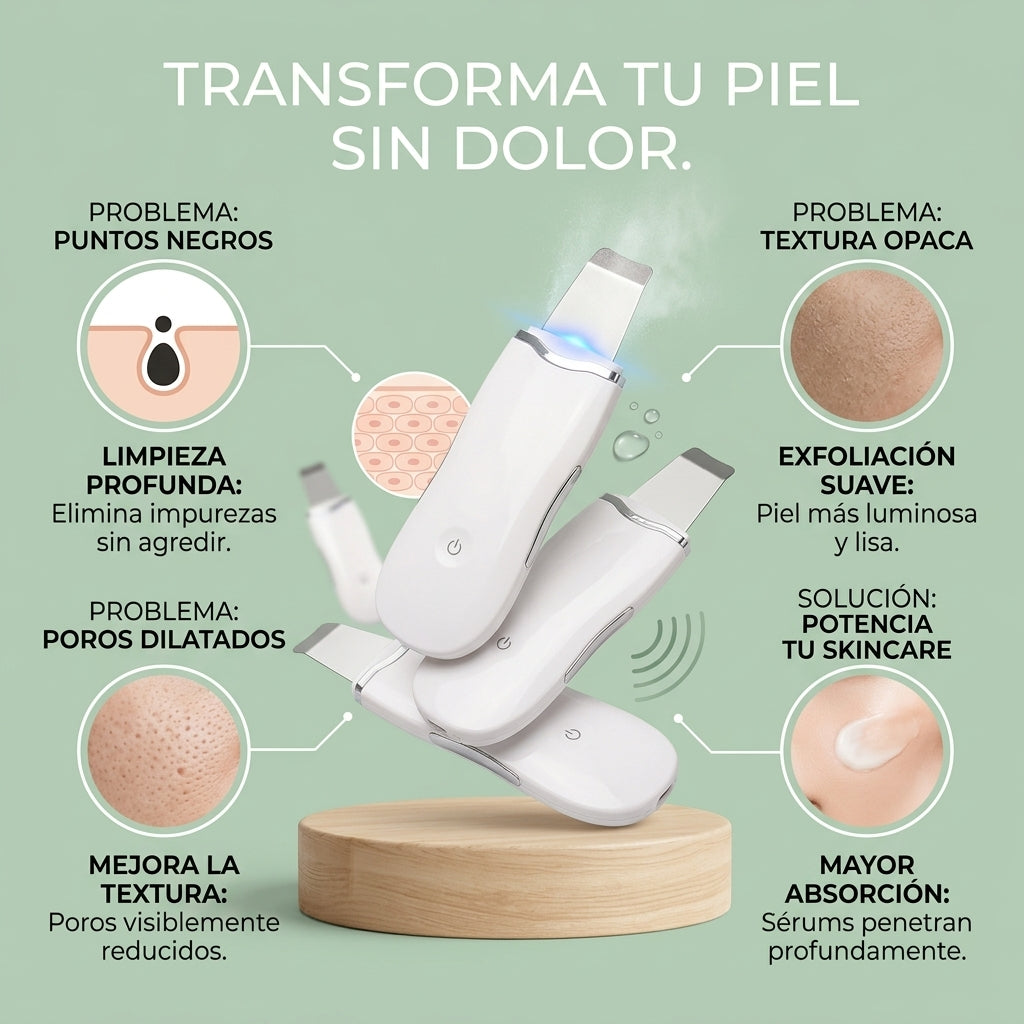 Espátula Ultrasónica Facial - Limpieza y Lifting